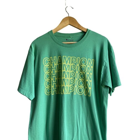 Champion Green Graphic Logo T-Shirt Crewneck Short Sleeve Medium - Picture 2 of 10